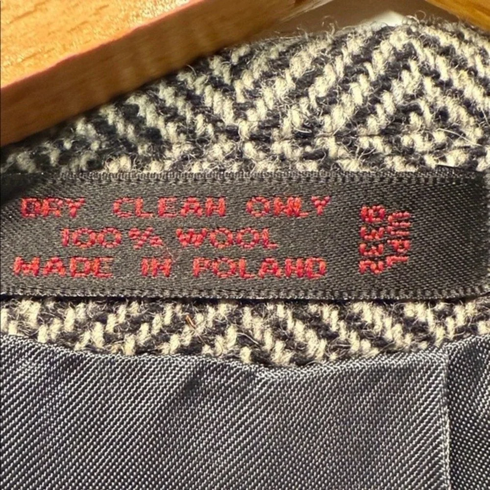 Vintage 100% Wool English Manor‎ Tweed Herringbone Blazer Black Jacket Men's